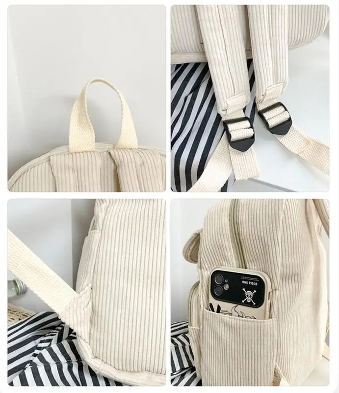 OneBear Tas Ransel Serbaguna Tas Ransel Corduroy multifungsi Wanita Terbaru Backpack Cewek full Korean Style tas ransel sekolah cewek LM23 8