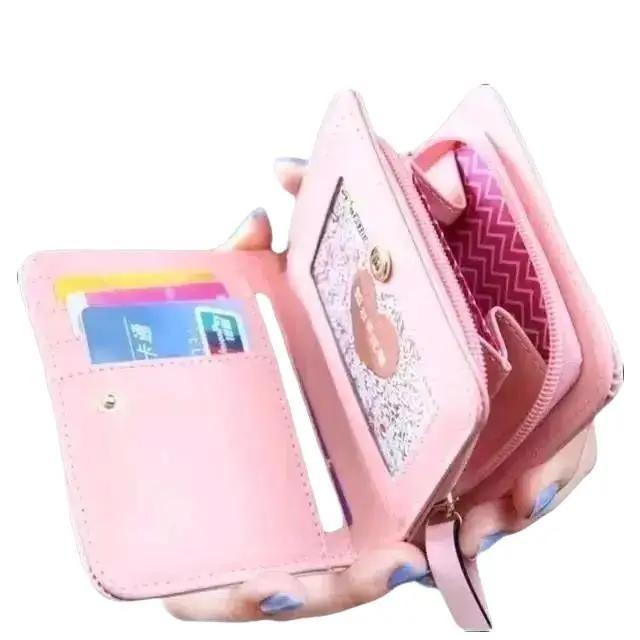 DOMPET TRY CAT Dompet Wanita lipat Dompet pendek lucu 2 mini murah Kulit Kartu 5