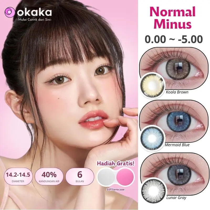 [COD] OKAKA Softlens Normal Gray Brown Natural Normal Softlens Korea Wisuda Mata Harian Eye Contact Lens