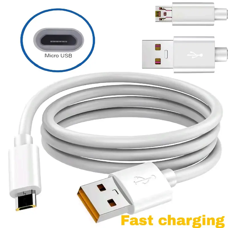 Kabel Data Premium Micro USB Vooc 2A Putih Hitam Pengisian Cepat - Cable Panjang 100 Cm 1