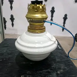 Tangki Minyak Lampu Antik Keramik 28cm dengan Packing Kayu Candle