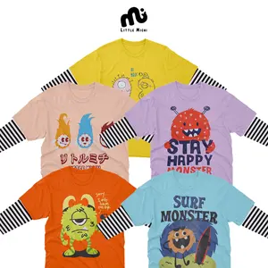 Litlle Michi - Atasan Kaos Anak Panjang Laki Laki Perempuan Cotton Usia 2-8 Tahun - Monstrostripe