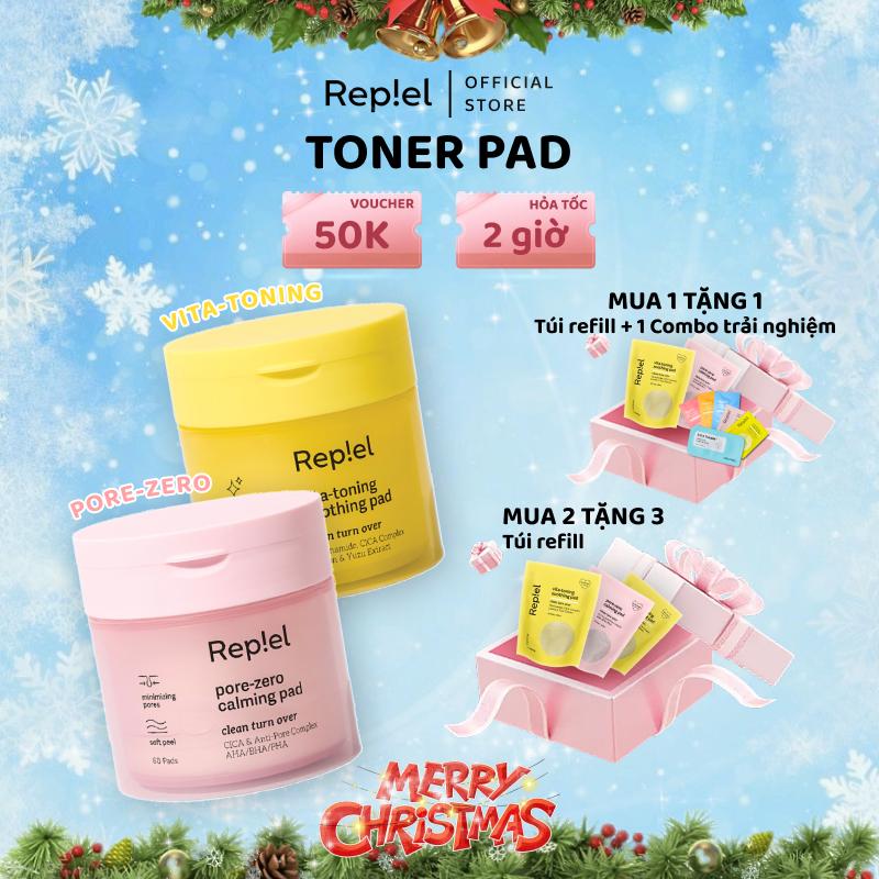   MUA 1 TẶNG 1  Toner Pad Vita Toning Soothing Pad -  Pore Zero Calming Pad REPIEL  120 miếng pad  