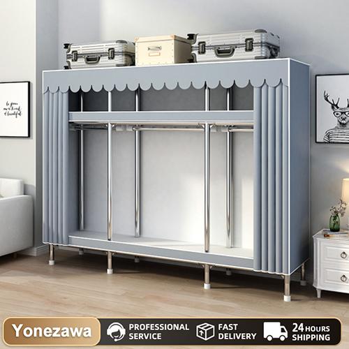  Xám Tủ quần áo vải 2 ngăn dành cho gia đình nhỏ Tủ Vải Đựng Quần Áo Khung Kim Loại Tủ Treo Quần Áo Đa Năng Thông Minh thông minh và tiện lợi 