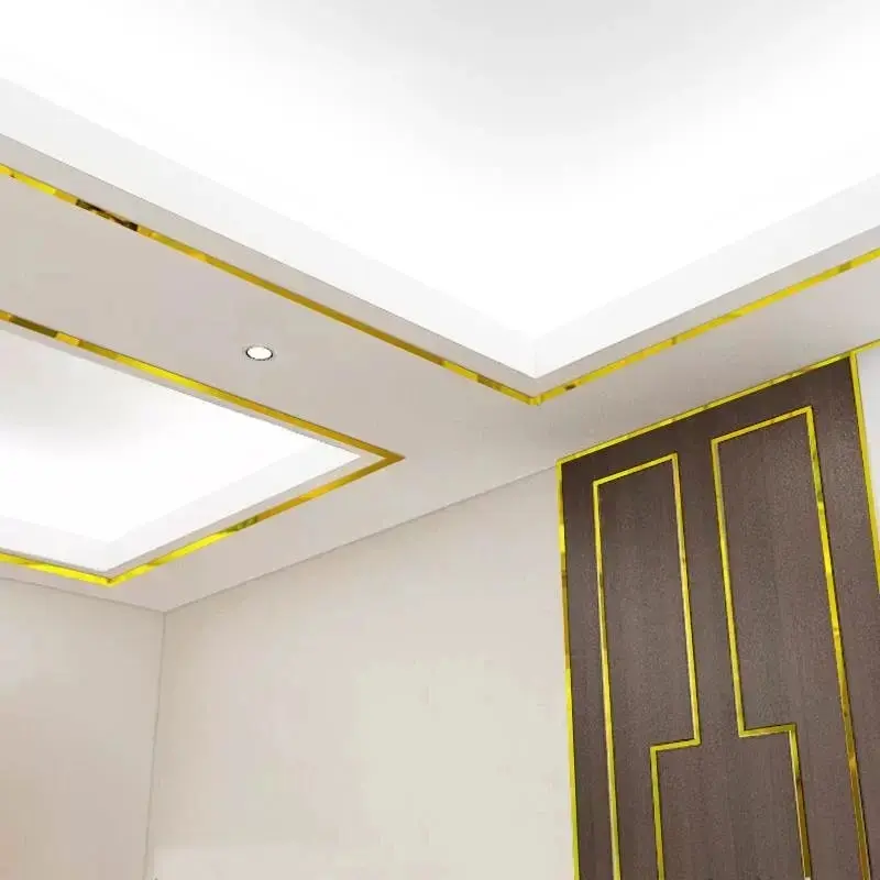 List Mirror Meteran 12mm & 15mm Gold Silver Ceiling Edge Strip Mirror Living Room Office Decoration Stainless SS201 Steel Flat Decorative Lines Titanium Wall Stcker Waterproof Mendunia 4