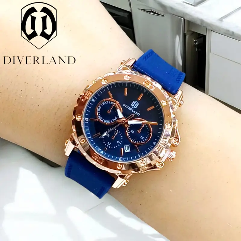 FREE BOX DAN BATERAI CADANGAN- JAM TANGAN FASHION WANITA TALI RUBBER CHRONO TANGGAL AKTIF BODY BULAT STAINLESS STEEL 7
