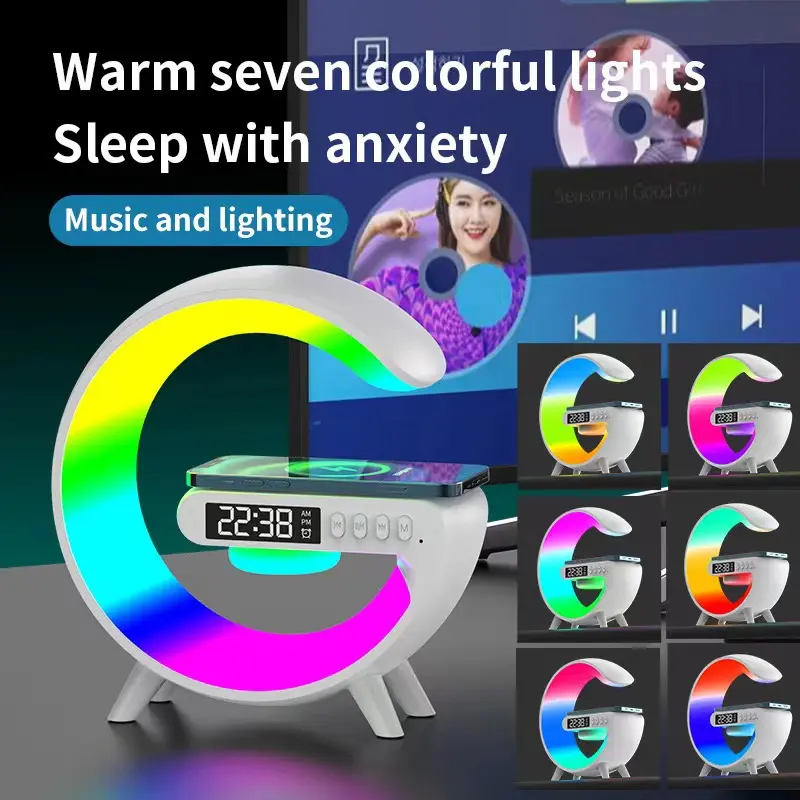 【SG READY STOCK】RICHMENT Wireless speaker with a mobile phone charging function, dimmable alarm clock, desktop mono speaker, night light, USB Type - C interface. Suitable for bedroom use, it's a creative gift for teenagers and adults.
