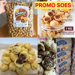 (500 gram) Soes Kering Coklat Lumer Kemasan 500 gr / Cemilan Soes Coklat Lelehan Coklat lumer