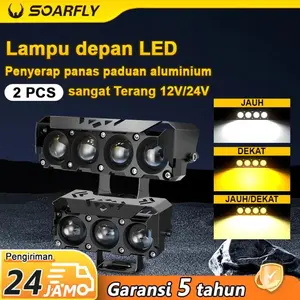【Pengiriman 24 jam】LAMPU TEMBAK LASER FOGLAMP SQL 3 MATA 4 MATA SUPER BRIGHT HI LO 80 WATT LAMPU TEMBAK MOTOR MOBIL- kuning putih UNIVERSAL