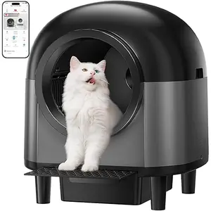 Le you pet semi-automatic quick cleaning cat litter box, Luxury cat toilet(white / milk brown)