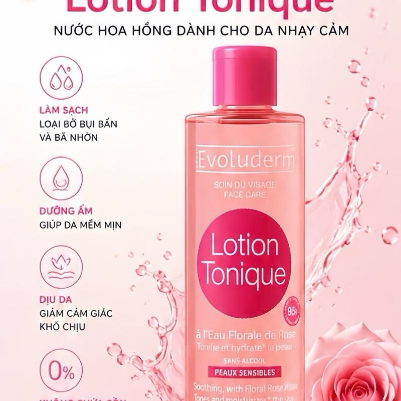 Nước hoa hồng Evoluderm Lotion Tonique dành cho da nhạy cảm