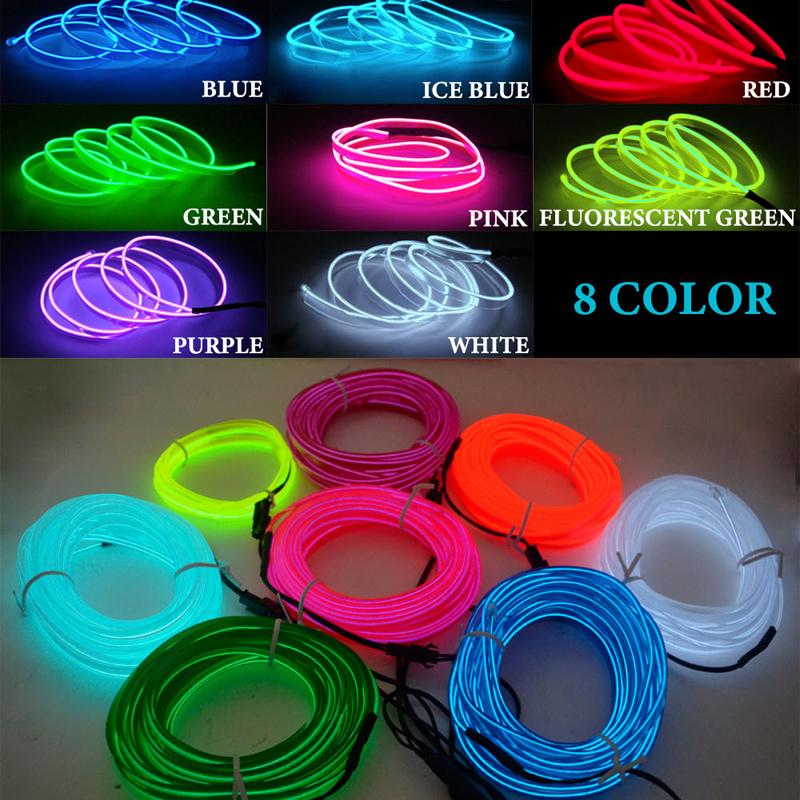 Dải Đèn Neon Linh Hoạt Thông Dụng Trang Trí Cho Nội Thất Xe Hơi, Đèn Tạo Không Khí Xung Quanh Tự Động Với Ổ USB, 1M / 3M / 5M, Nóng Bỏng, Tự Làm 1