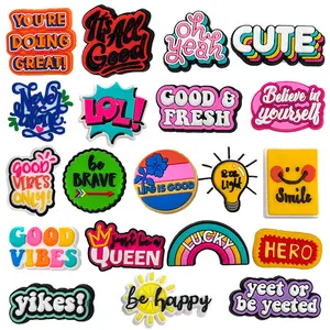 Serbaguna 1PCS PVC DIY Kartun Surat-surat yang menginspirasi A-Z Pola Sandal pin Sepatu Tempelan Aksesoris Sepatu Menghias