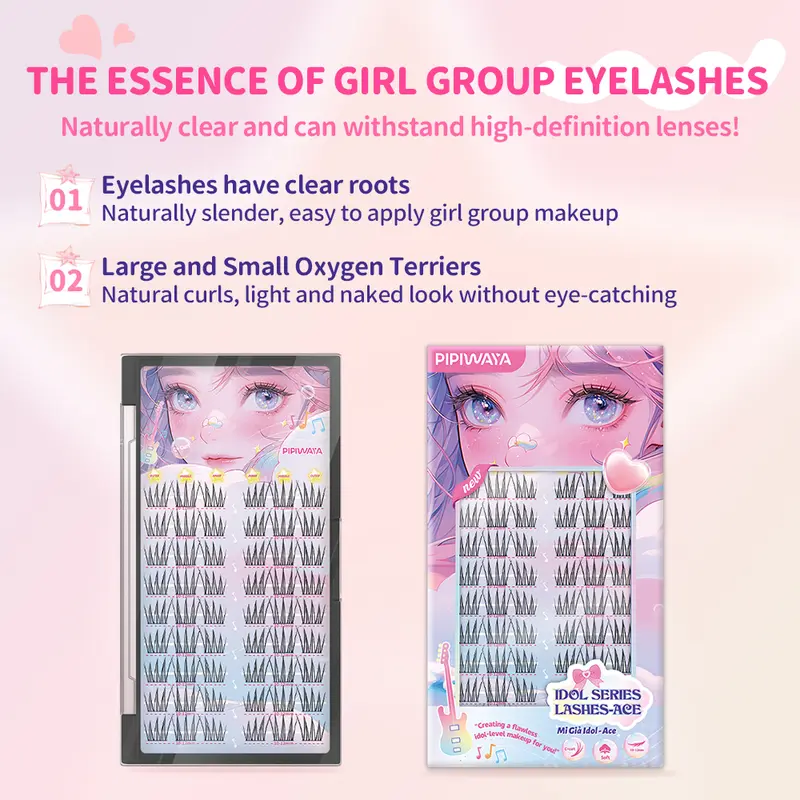 PIPIWAYA Paket Ekstensi Bulu Mata Idol Eyelash Extension 10-12mm - Klaster Bulu Mata Tipis, Lengkungan C+, Tampilan Natural, Termasuk Bulu Mata Bawah, Dapat Dipakai Ulang, Lash Clusters Cocok untuk DIY di Rumah 4