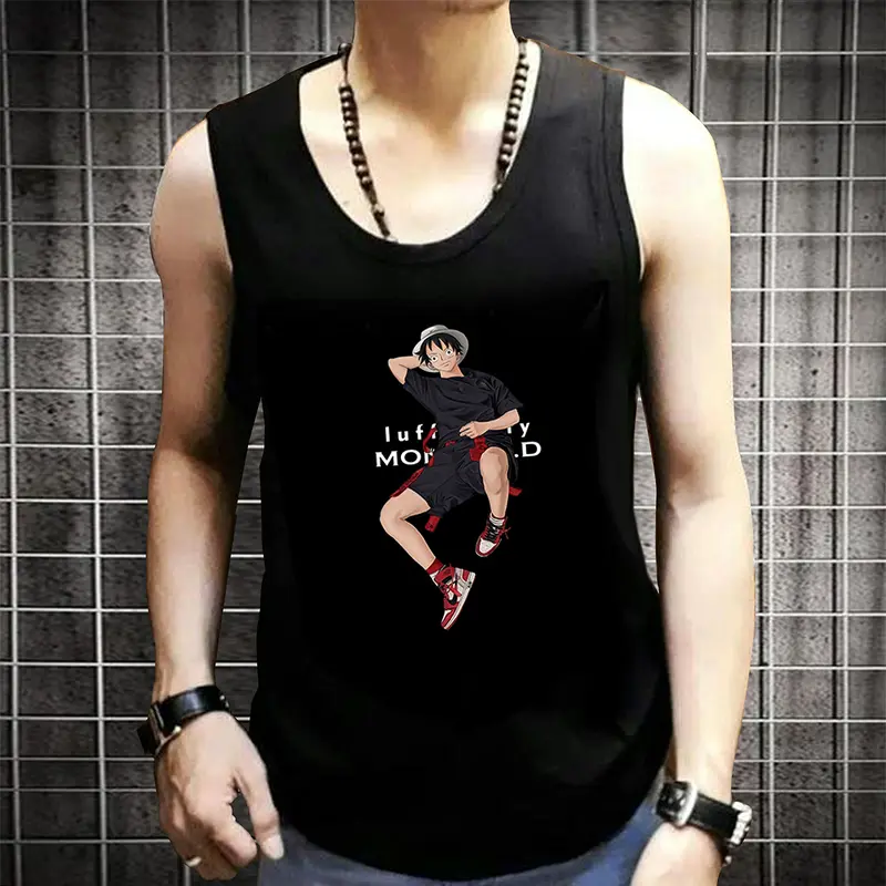 Paket Luffy Onepiece 4 Pcs Kaos Dalam Singlet Pria Hitam Dewasa - Pilihan Camur 4 Motif Paket Murah M-XXL - Keren 1