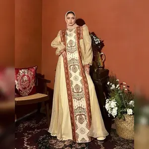 Adisyaa Dress Gold dan Nayv Material Lady Zr Pattern EA Organza Exlusive By Elly Arsy Only Gamis (Tanpa Hijab)