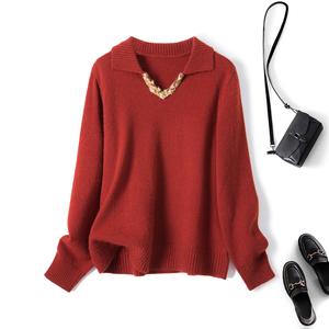 Kemeja Berkait Lengan Panjang, Pakaian Musim Luruh, Rasa mewah, Kolar Lapel, Ketibaan Baru, Bersaiz Besar, Sesuai untuk Orang Gemuk Sedikit, Mengait Tugas Berat, Gaya Perancis, 68720