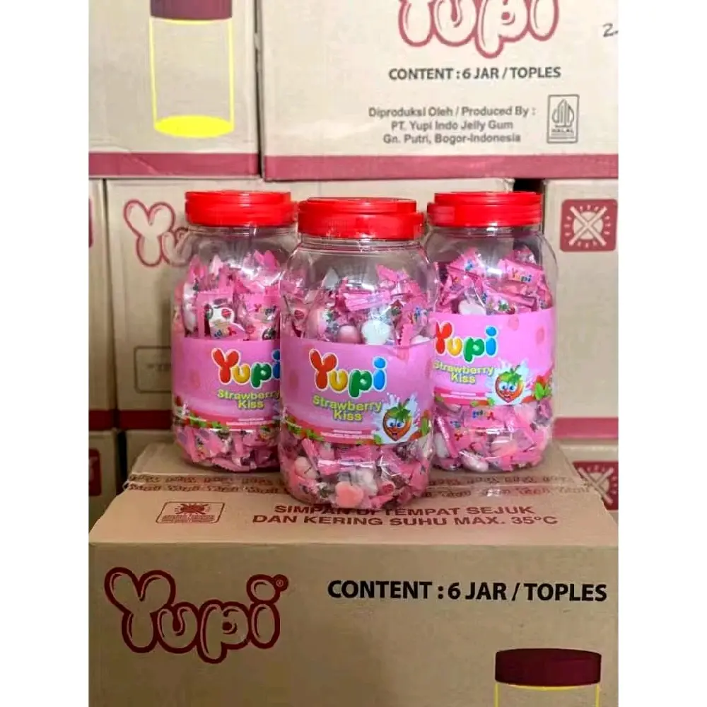 Permen Yupi 1 Toples Rasa Strobery - Makanan Ringan Kering - Snack, Food, Candy, Jelly