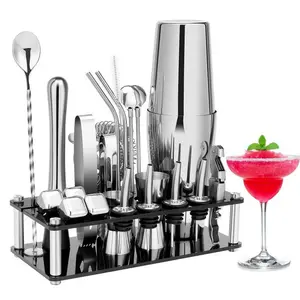 Cocktail Shaker Stainless Barista / Barista Bar Set Tools / Perlengkapan Bartender Set Premium 23 In 1 Paket Lengkap