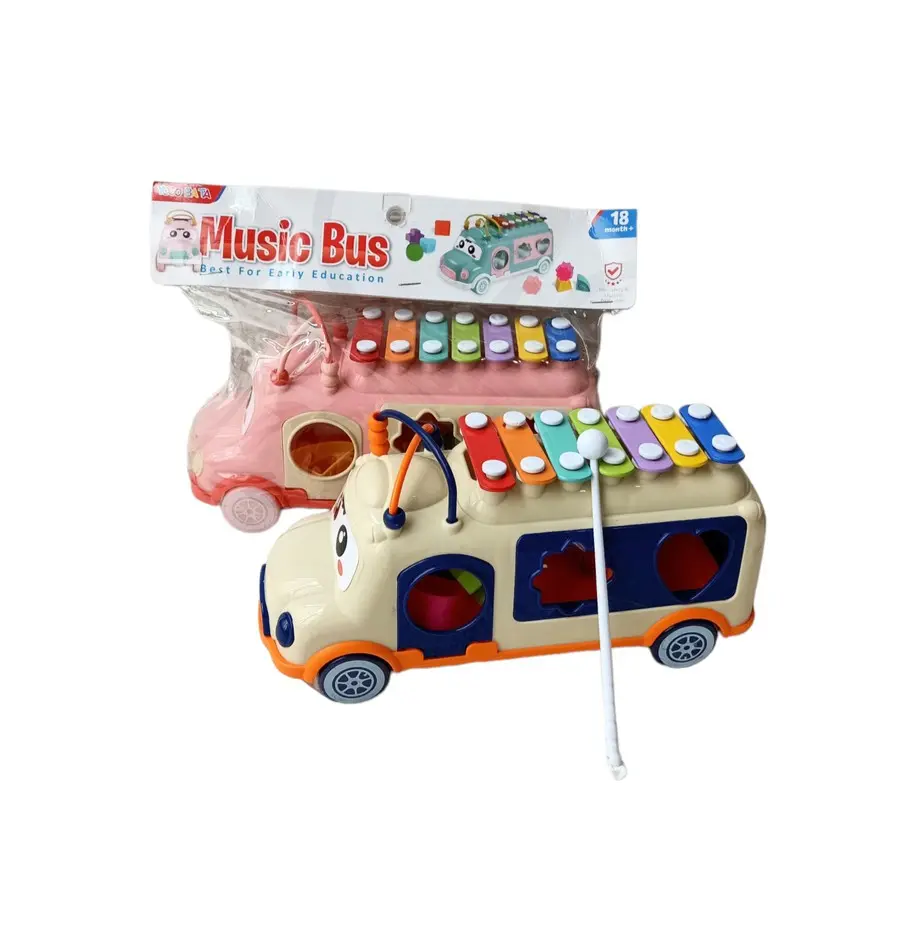 Mainan Bayi Edukasi Motorik Happy MOBIL Bus Puzzle Xylophone Music Mobil BUS YE19 Baby toys 3 4 5 Bulan Plastik