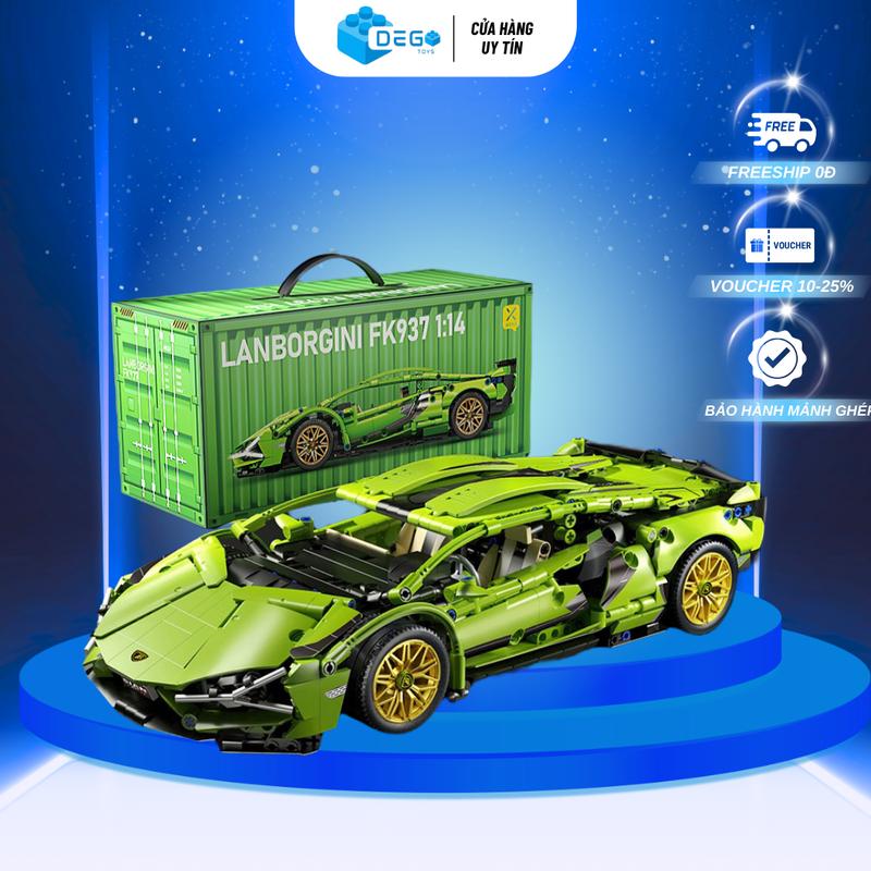 Mô hình lắp ráp siêu xe lambo sian tỉ lệ 1:14 , đồ chơi lắp ráp xe lambo sian màu xanh lá SKU 87003 Autospeedbrick  Toy Bộ Lắp Ráp Tháo Lắp Xe Đua Xếp Hình