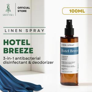 [ LINEN SPRAY + ANTIBACTERIAL ] Greenika 100ml Linen Mist Spray Hotel Breeze Scent / White Tea Scent - Antibacterial Fabric Spray, Disinfectant Solution, Air Freshener for Room, Car, and Home, Aromatherapy Scented Mist for Linens, Bedding, and Furniture