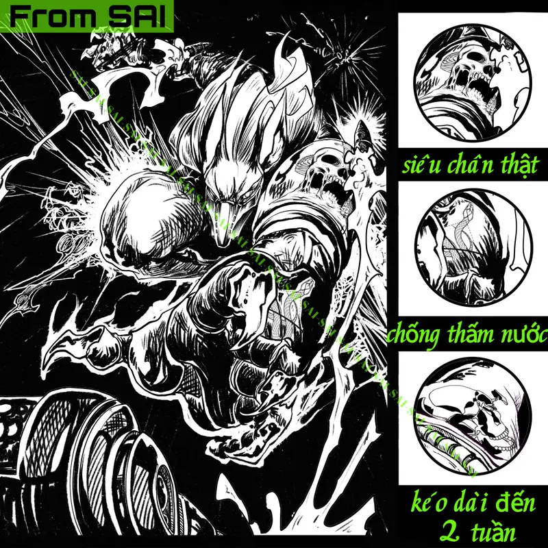 Miếng dán hình xăm tạm thời SAI MAGIC TATTOO 497-539 chống thấm nước lâu trôi lên đến 2 tuần 10CM×06CM 05 3