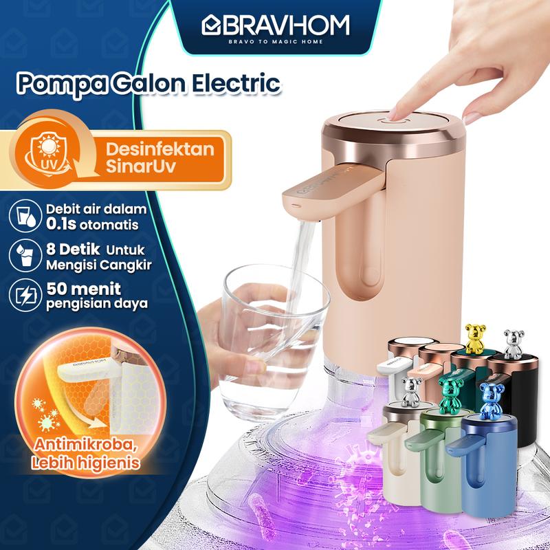 (COD)Bravhom Pompa Galon Electric Dapat Dilipat USB Dispenser Portable Galon Air Elektrik 1