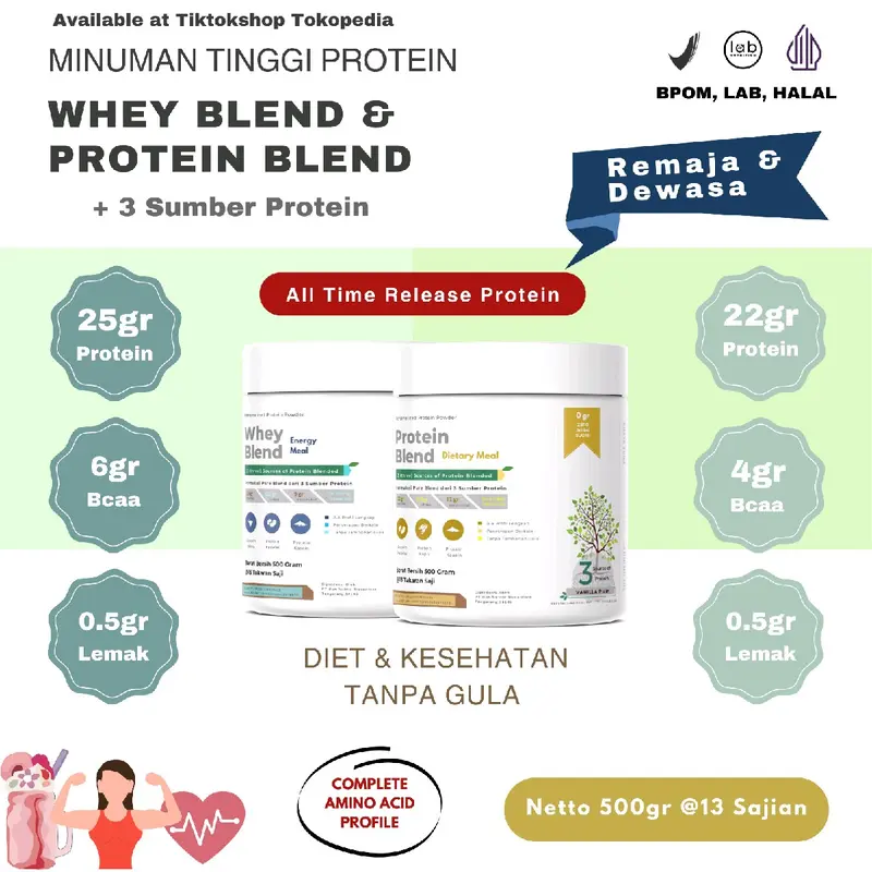 Bubuk Tinggi Protein Infinity 500 Gram - 13 Serving Varian Protein & Whey Blend susu 0