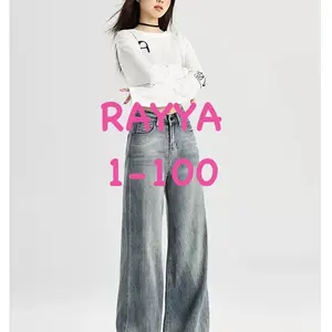 Rayya Celana Jeans Wanita Kode 1-100 Model Lebar Pinggang Nyaman untuk Harian