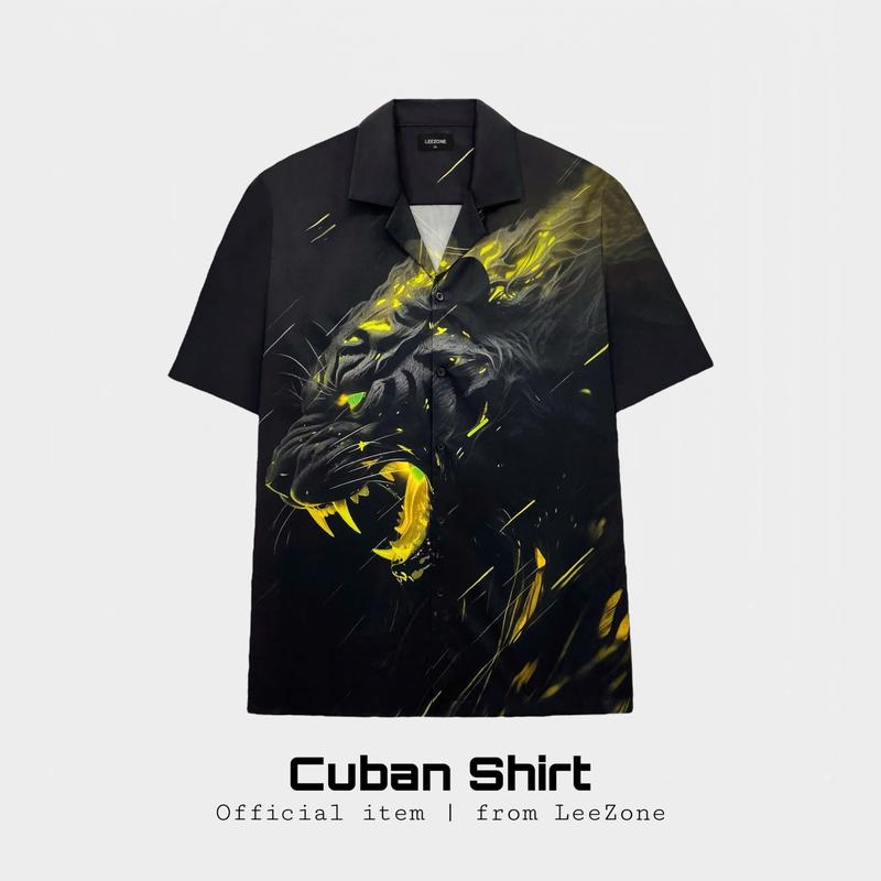 Sơ mi Hổ Neon | Cuban Shirt LeeZone form rộng Menswear Áo