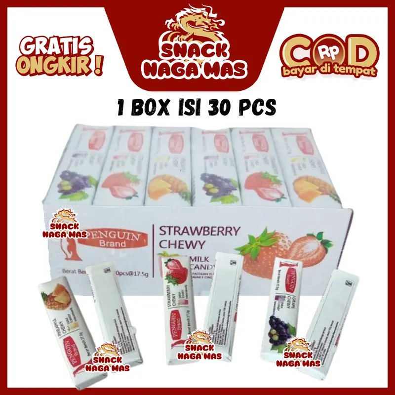 FRUITY CHEWY TOFFEE PERMEN PINGUIN [1 BOX ISI 30 PCS] 0