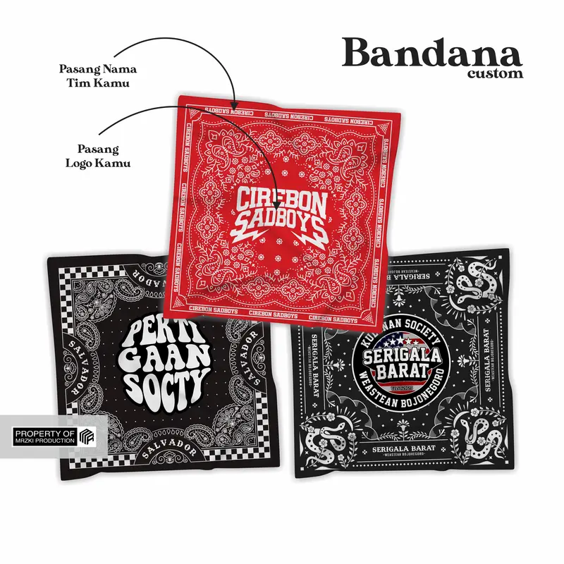 Slayer Bandana Custom | Syal Gambar Pake Logo Sendiri Free Stiker 0