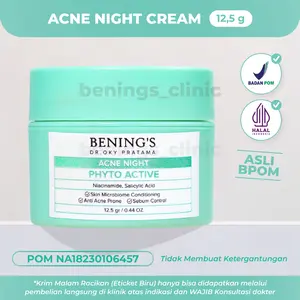 Bening's Acne Night Cream 12,5g Krim Malam untuk Jerawat Mengurangi Inflamasi & Memperbaiki Kulit Berjerawat BPOM NA18230106457