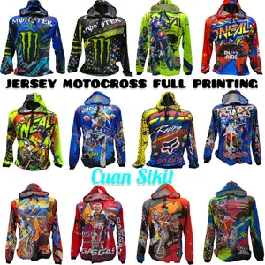 JERSEY MOTOCROS BAJU TRAIL KAOS BALAP FULL PRINTING LENGAN PANJANG HODDIE/KUPLUK DEWASA Sport