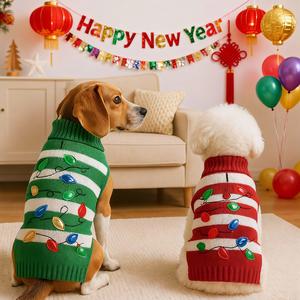 Suéter de Cuadros Navideños para Mascotas, Tela Suave y Cálida para Perros Pequeños y Gatos, Ropa Invernal Festiva, Ropa Cómoda de Vacaciones para Mascotas