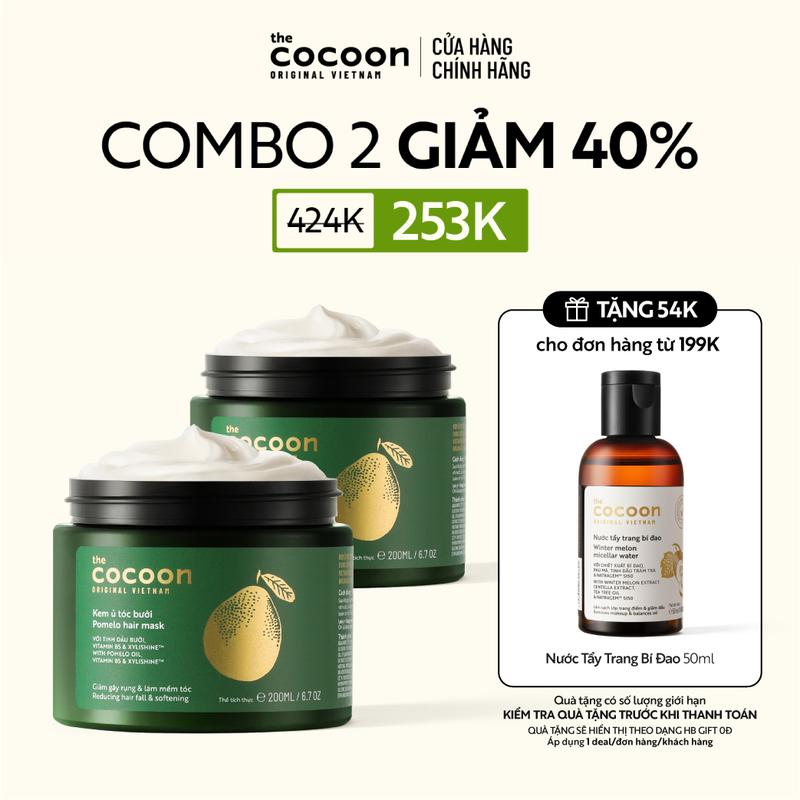 COMBO 2 Kem ủ tóc bưởi Cocoon giảm gãy rụng và làm mềm tóc 200ml