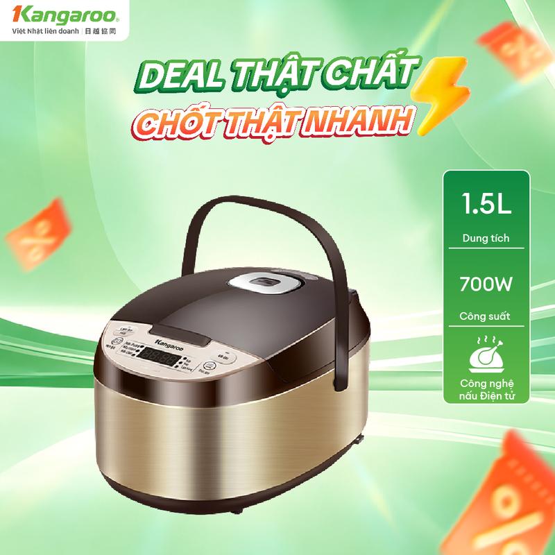 KG15RCE2 | Nồi cơm điện tử Kangaroo 1.5L - Công suất 700W - 6 chế độ nấu đa dạng