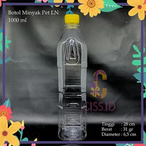 BOTOL PLASTIK PET MINYAK 1000ML 1LITER 1 LITER 1L LN KEMASAN MINYAK SAYUR GORENG REMPAH SYRUP MADU PET FOODDGRADE MURAH