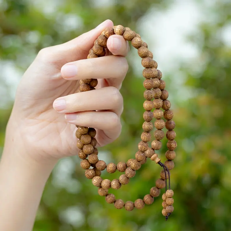 Indian Mysore Old Mountain Sandalwood 8mm * 108 Six character Proverbs, Temple Demolition Material, Multiple Loop Bracelets