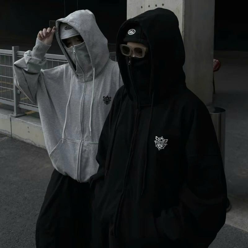 Áo Khoác Nam Nữ Hoodie Zip Ninja Chống Nắng 2 Mũ Chất Nỉ 2 Da Dày Dặn Cổ Cao Thêu Logo Thiết Kế Trùm Đầu Form Rộng JURLEY