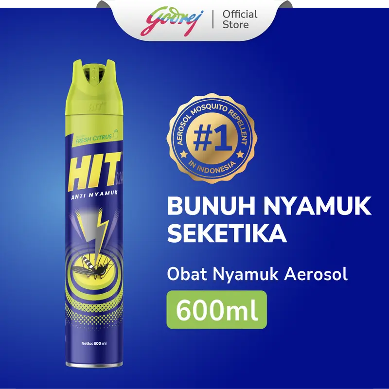 HIT Aerosol Fresh Citrus 600ml - Obat Nyamuk - Bunuh Nyamuk Penyebab Demam Berdarah (DBD) 0