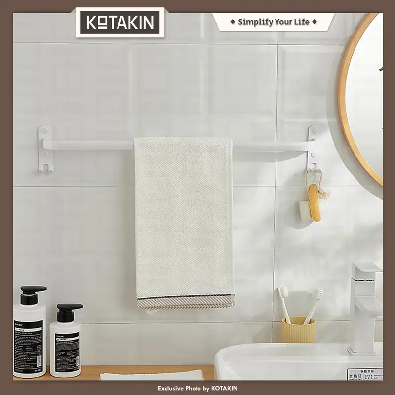 Rak Gantung Jemuran Handuk Dinding  1 Susun Towel Hanger Baju Kamar Mandi Besi Multifungsi 1