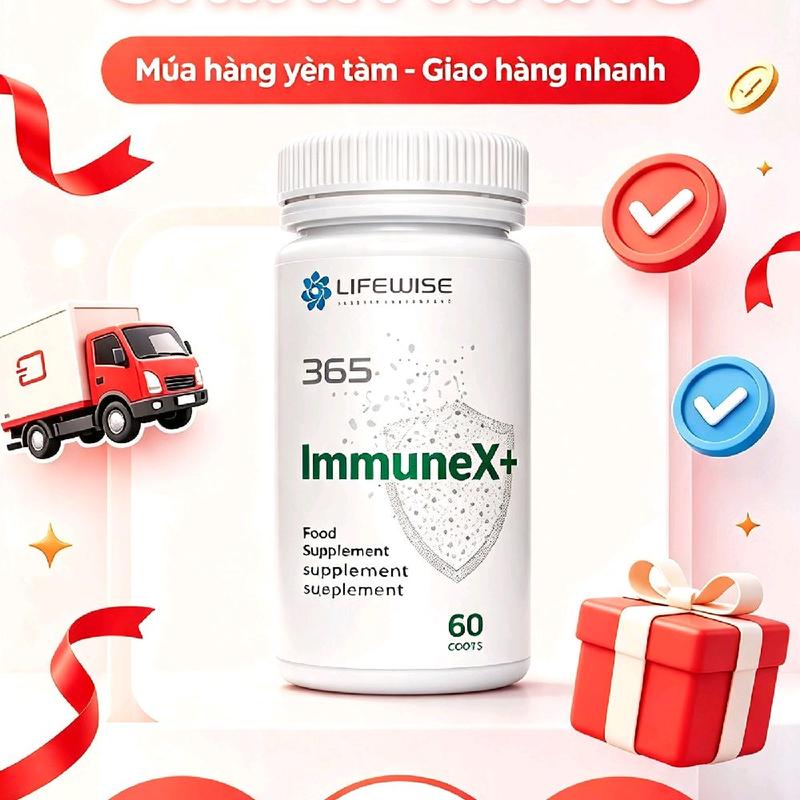 Lifewise ImmuneX+ 365 - Bổ Sung Thực Phẩm 60 Viên - Tăng Cường Hệ Miễn Dịch - Sản Phẩm Chất Lượng Cao