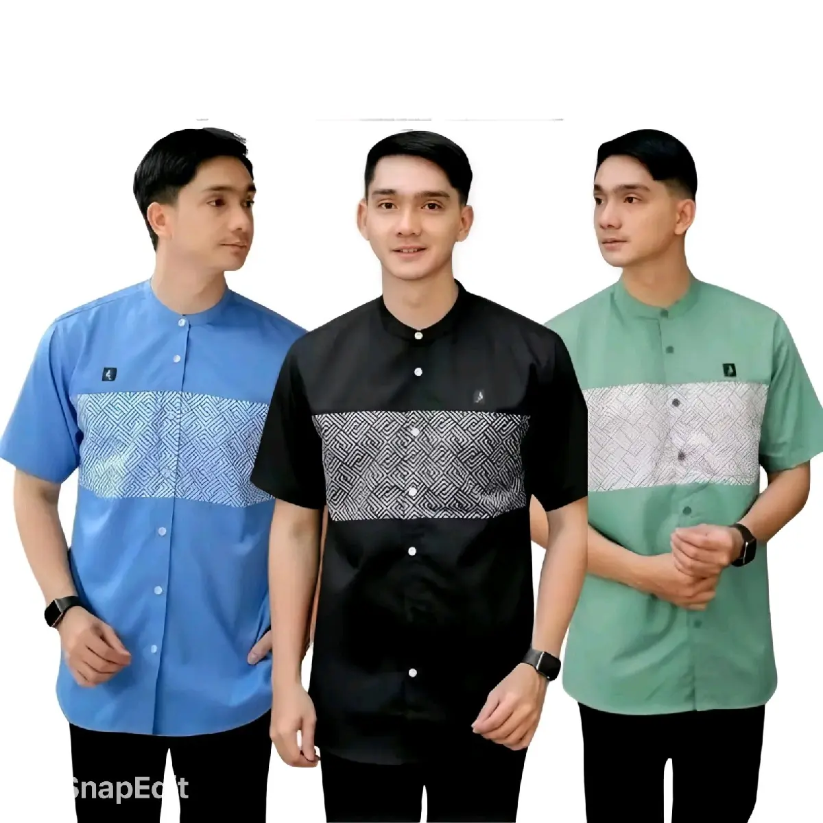 Baju Koko Pria Lengan Pendek Motif Batik Sakura Bahan Katun Vito Signature - Formal, Nyaman Dewasa Muslim