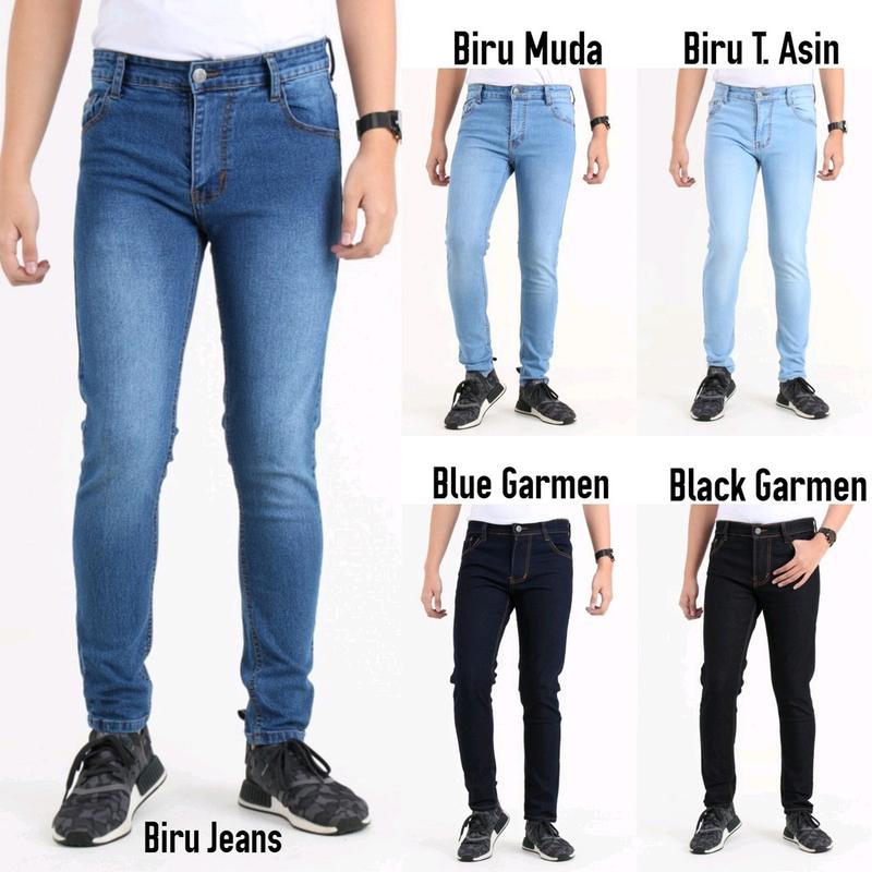 celana denim pensil baham halus lembut dan tebal Slim Panjang Jeans Pria Straight Fit 0