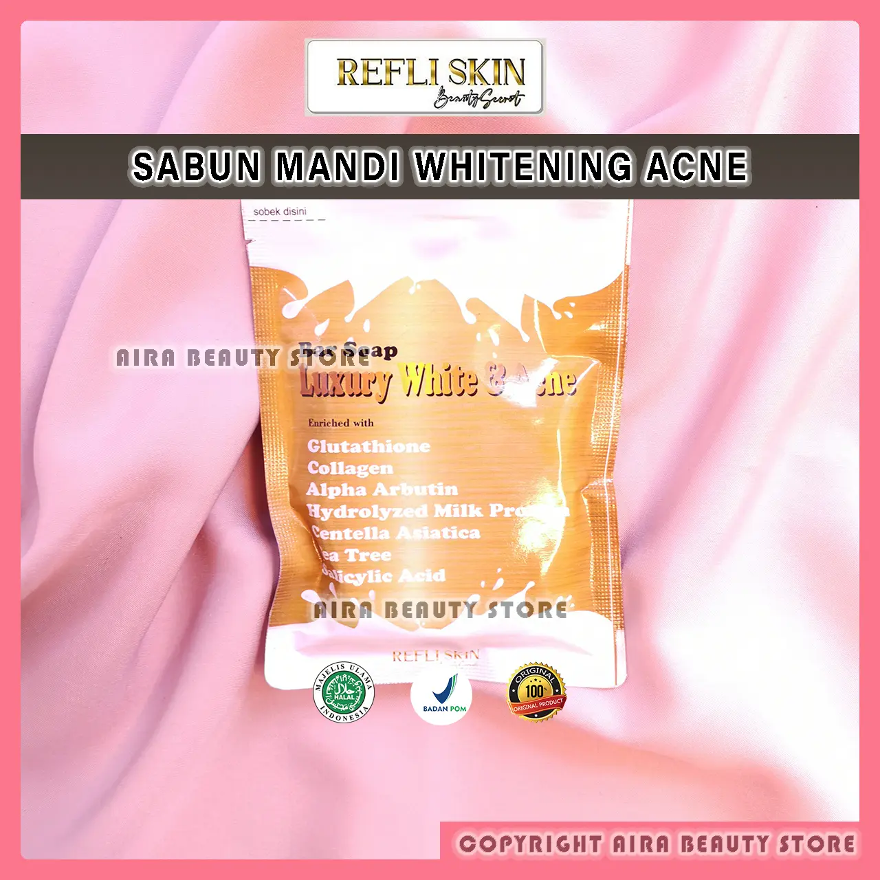 Sabun Blemish Acne sebagai Anti Acid Melembutkan Mencerahkan Kulit Muka / Wajah Bruntusan dan Berjerawat Original BPOM Lglow Refliskin