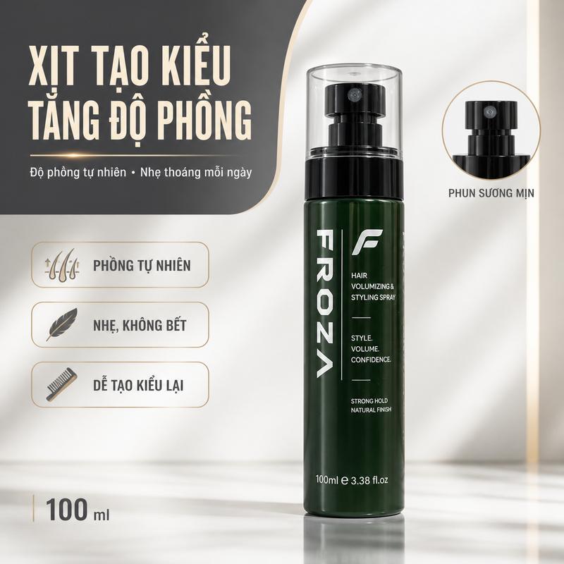 Xịt Tạo Phồng Tóc Nam FROZA Bồng Bềnh Tự Nhiên, Giữ Nếp Không Cứng Đơ, Giảm Bết Tóc