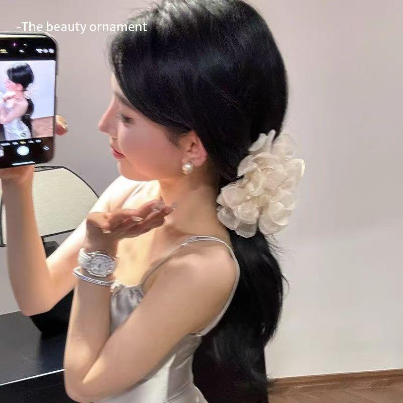 Kẹp Tóc Nơ Ngoại Cỡ Kẹp Tóc, Dành Cho Nữ, Cảm Giác Cao Cấp, Kẹp Cá Mập Ở Phía Sau Đầu, Thiết Kế Tay Cầm Bong Bóng Đám Mây 4