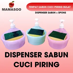 [MAMASOO] Tempat Sabun Cuci Piring Bulat | Dispenser Sabun | Tempat Sabun Cair Cuci Piring | Soap Pump Dispenser 2 in 1 | Dispenser Sabun Cuci Piring Murah